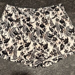 INC International Concepts Black and Cream Floral High Waist Shorts